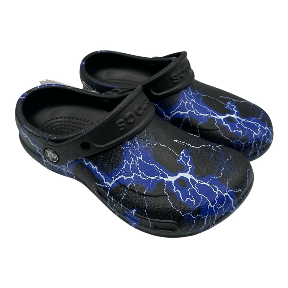 Crocs Bistro Graphic Clogs Mens 4 Womens 6‎ Black Lightning Bolts Slip Resistant